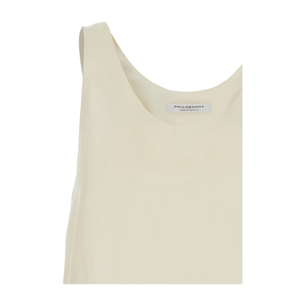 Philosophy di Lorenzo Serafini Beige Zijden Mouwloze Ronde Hals Top Beige Dames