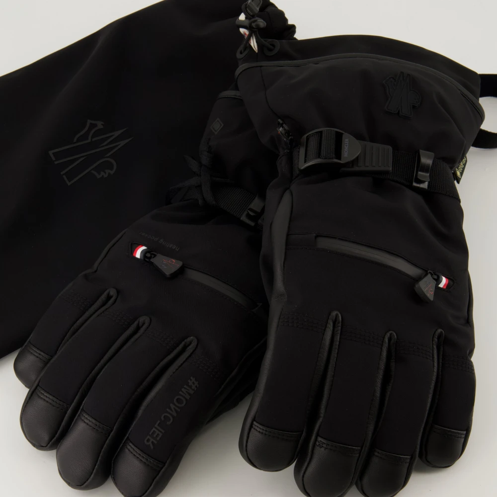 Moncler Leren en nylon skihandschoenen Black Heren