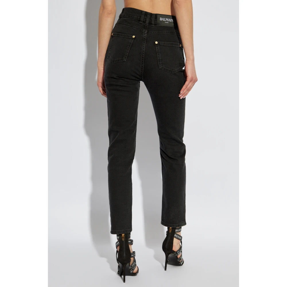 Balmain Tapered Leg Jeans Black Dames