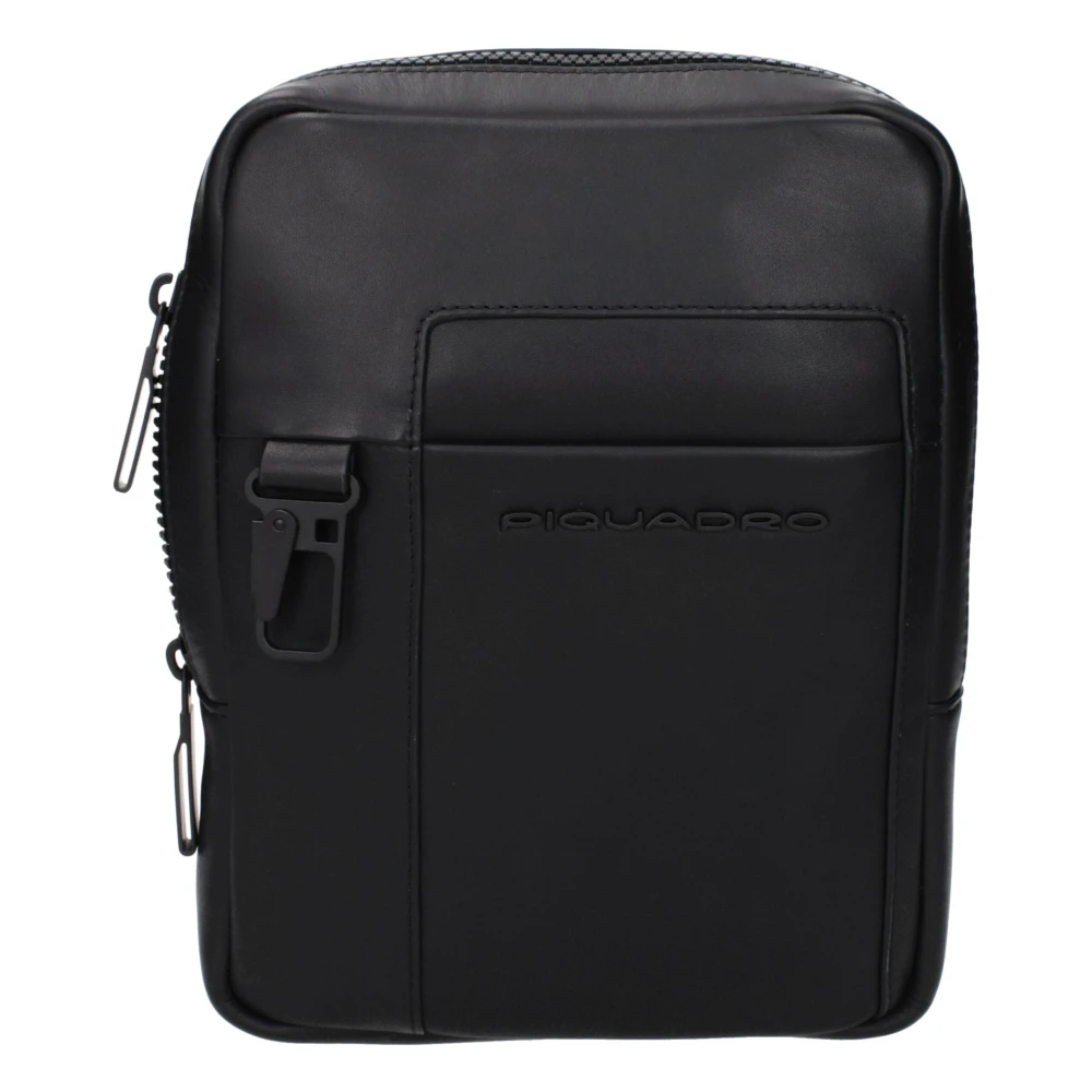 Piquadro Men's Black Pocket Crossbody Bag With Ipad Mini