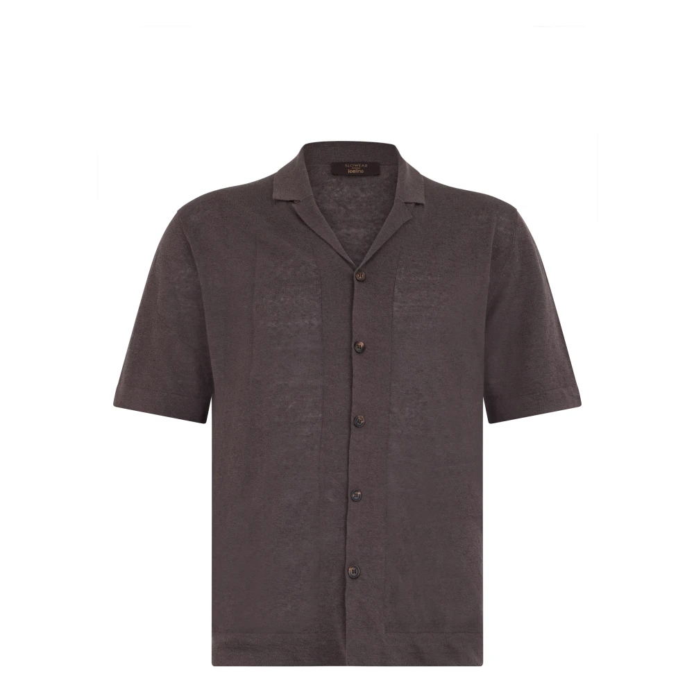 Slowear Men's Gray Regular Fit Linen And Cotton Shirt - Short Sleeve Shirts - Xl - Shirts