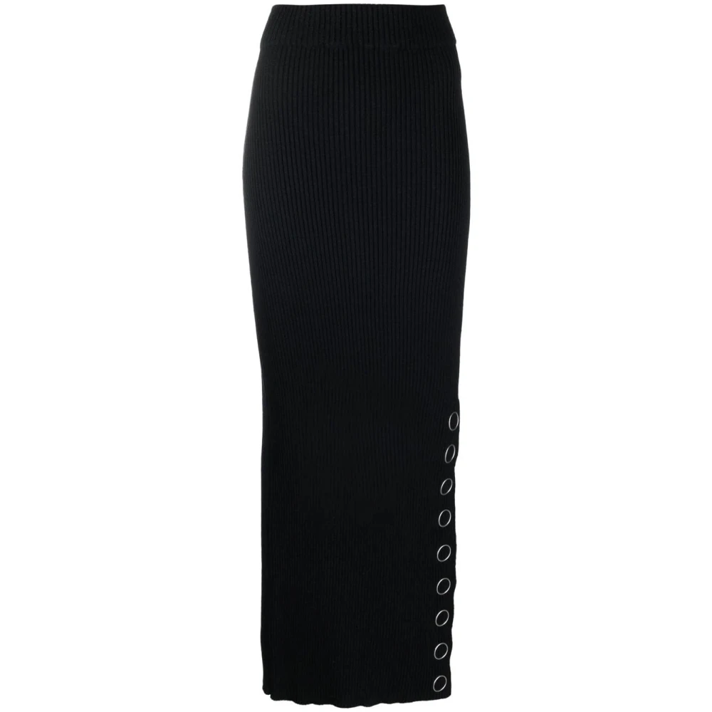 Jil Sander Elegante Blauwe Wol Linnen Maxi Rok Blue Dames