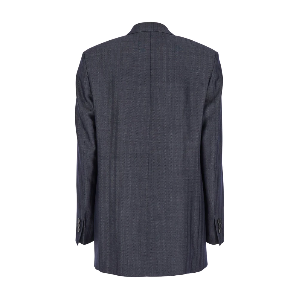 ETRO Dubbelrijige Grijze Blazer Jas Gray Dames