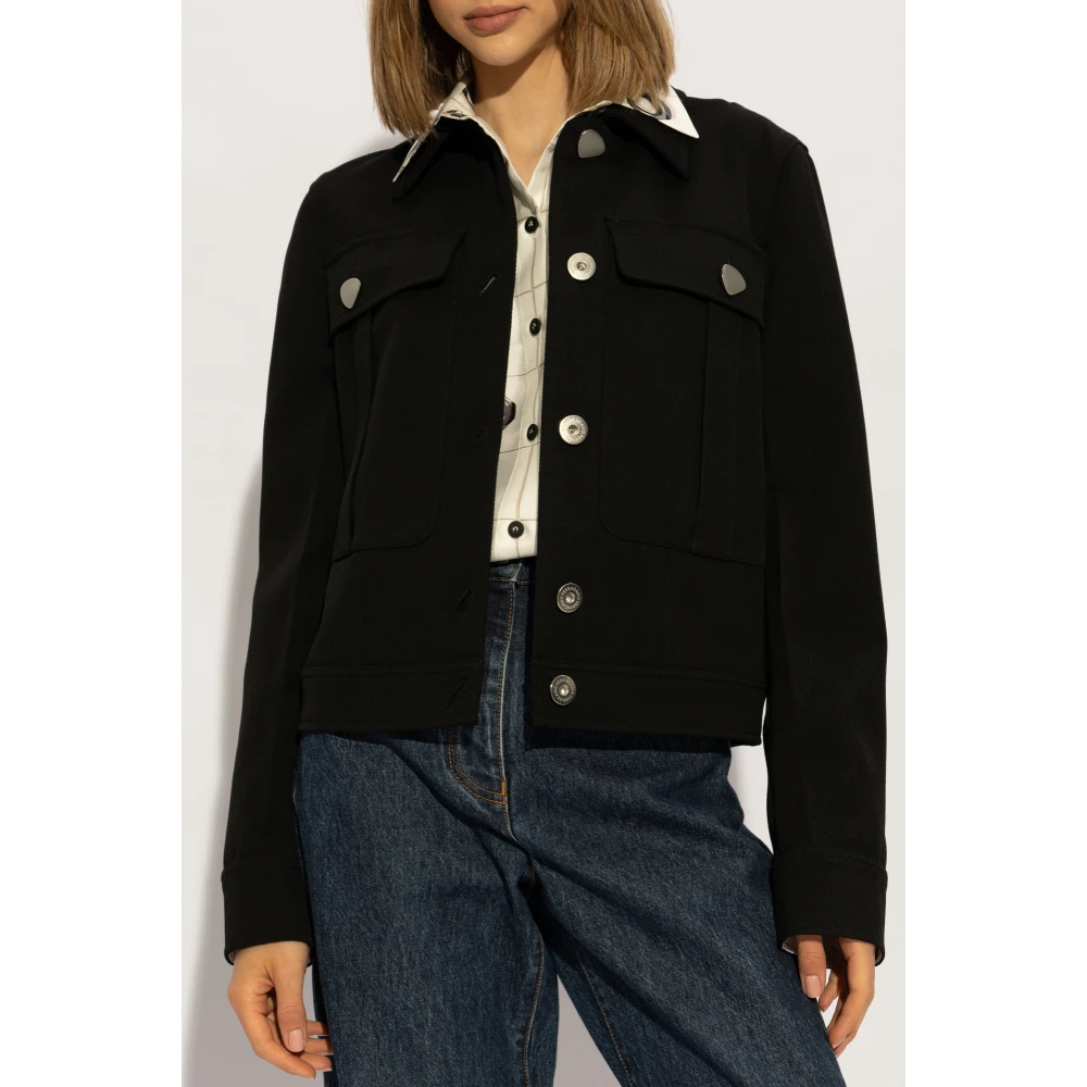 Salvatore Ferragamo Wollen jas met kraag Black Dames