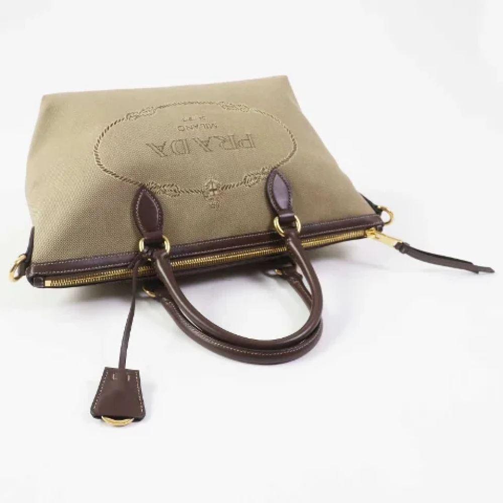 Prada Vintage Pre-owned Canvas handbags Beige Dames