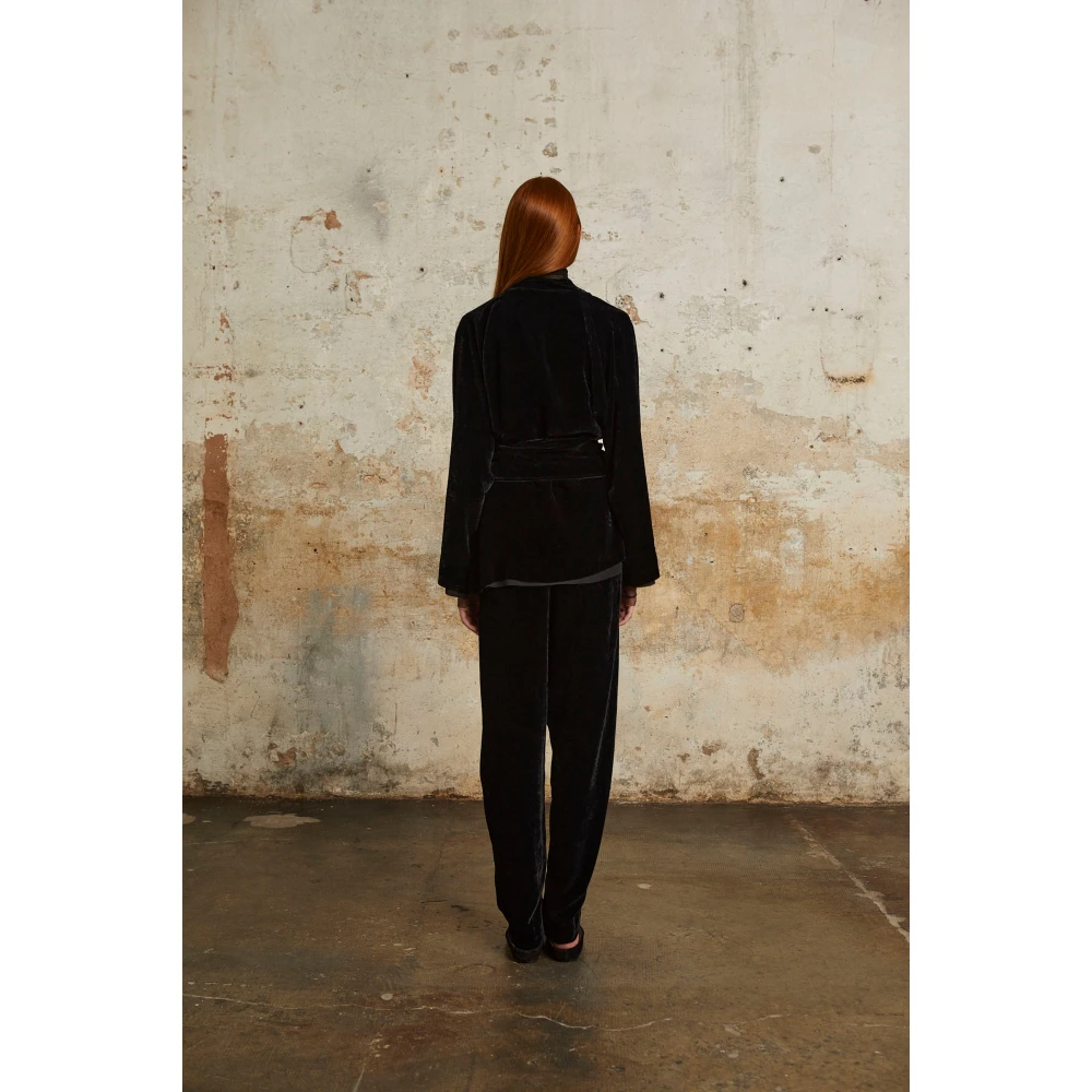 Cortana Roisin zwarte fluwelen broek Black Dames