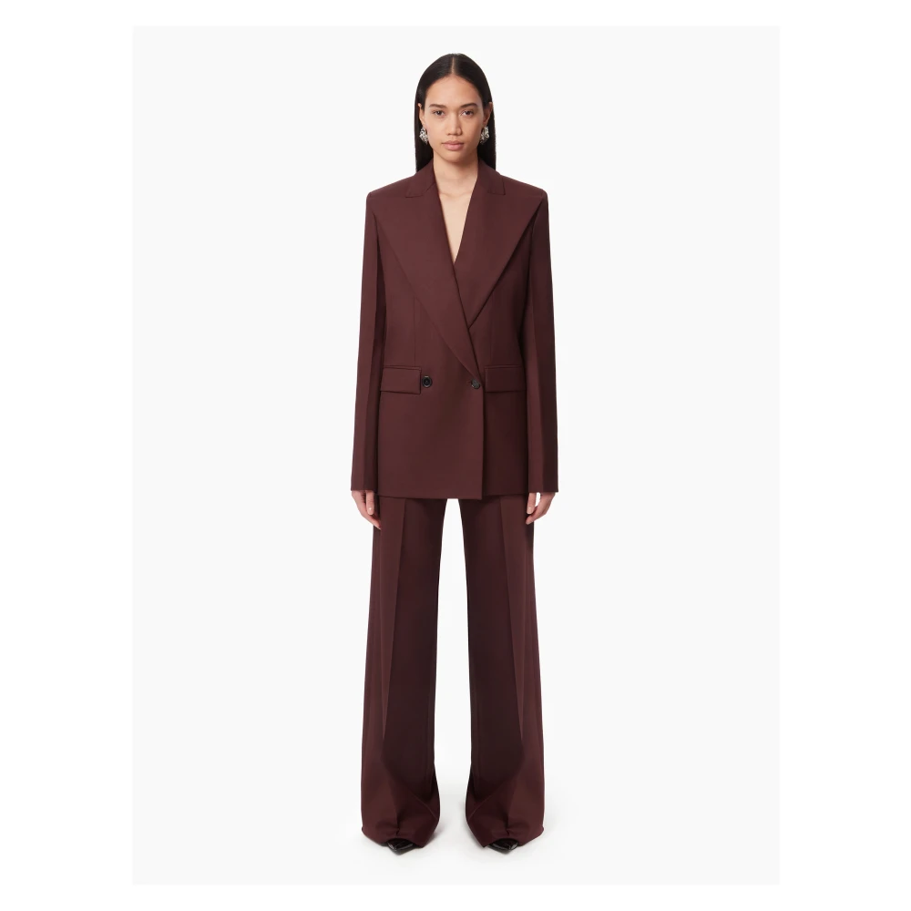 Nina Ricci Rode Wol Wijde Pijp Broek Red Dames