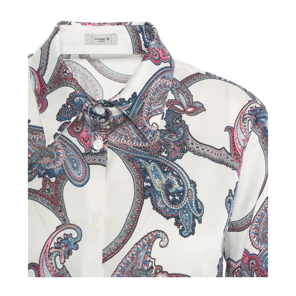 Himon's Witte Blouse met Trendy Print Multicolor Dames