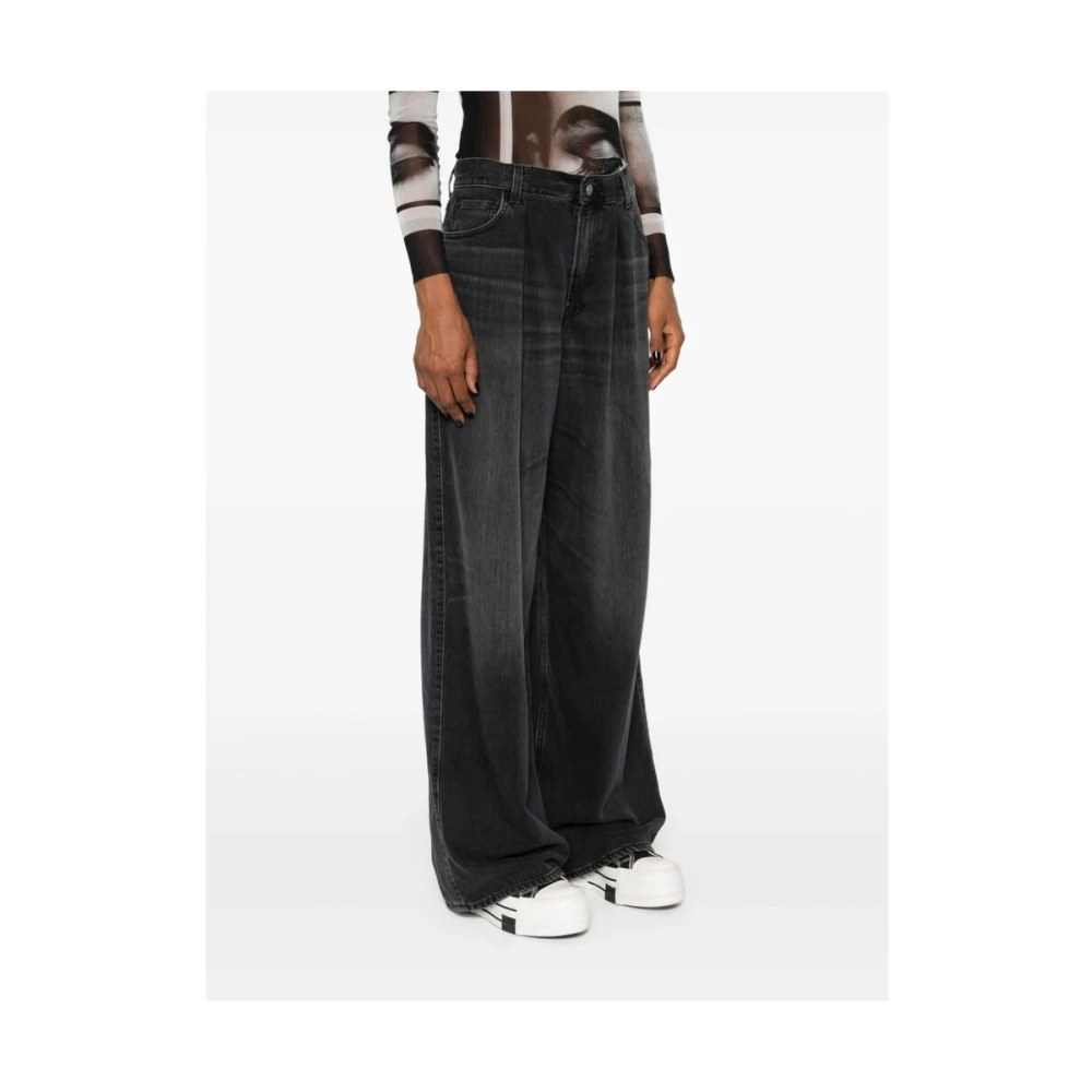 Haikure Zwarte Wijde Pijpen Denim Jeans Black Dames