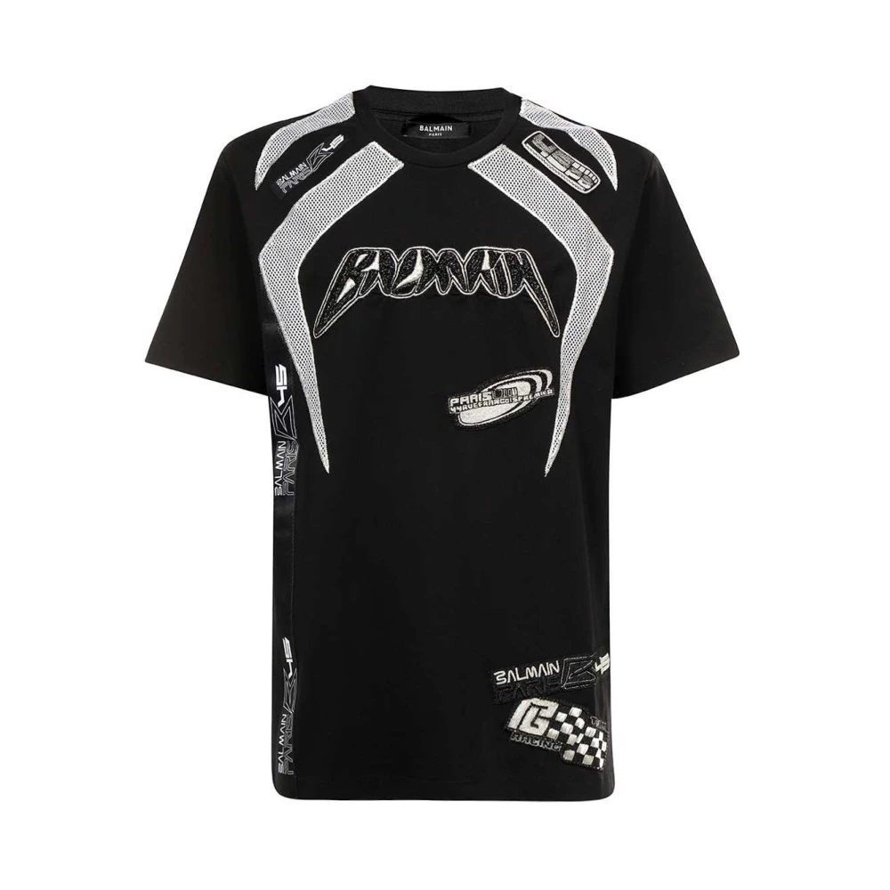 Balmain Geborduurd Crew-neck T-shirt Black Heren