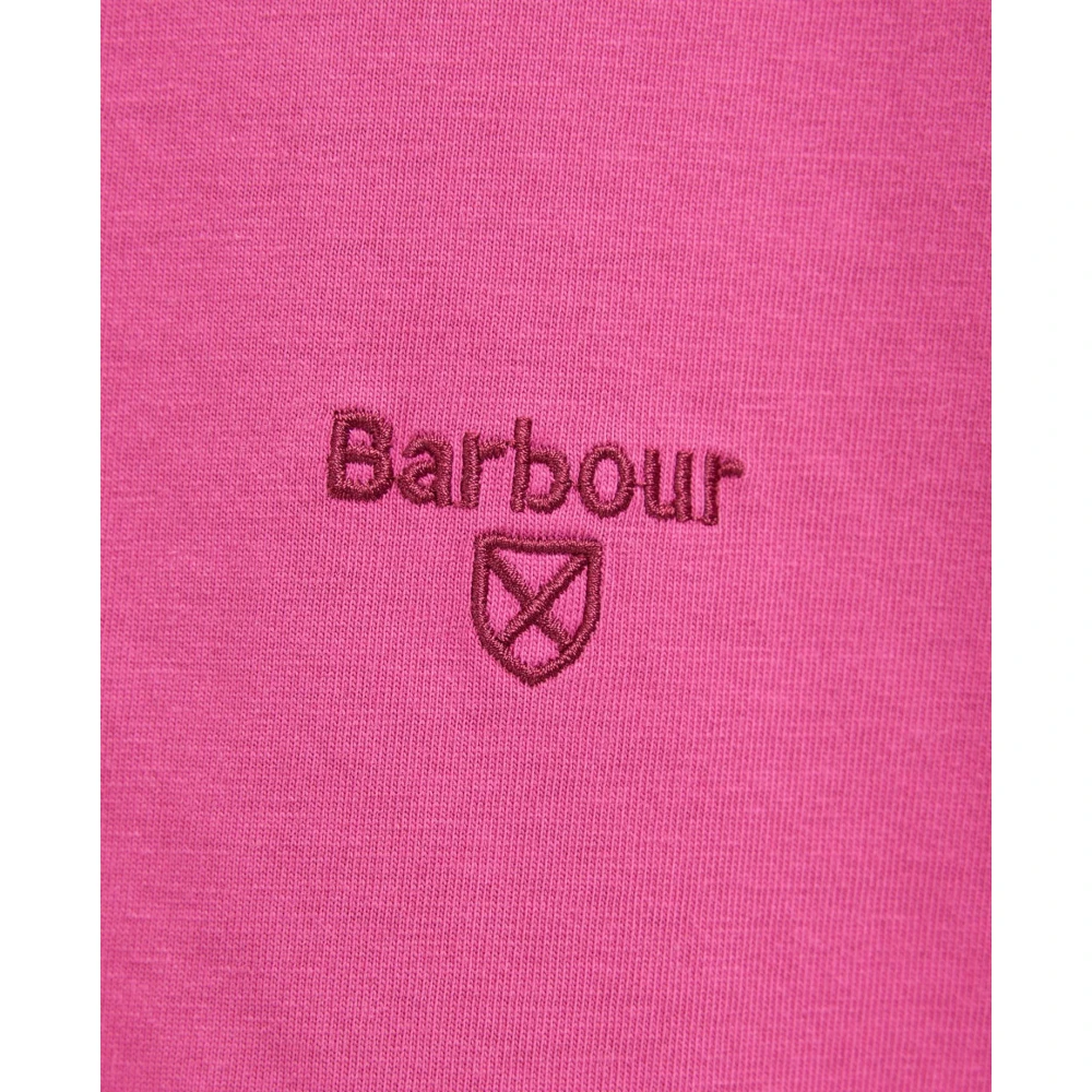 Barbour Geverfd T-shirt met Borduursel Pink Heren