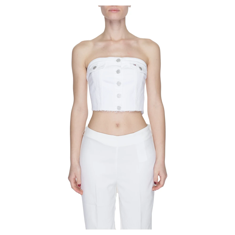 Tommy Jeans Wit Knoopsluiting Dames Top White Dames