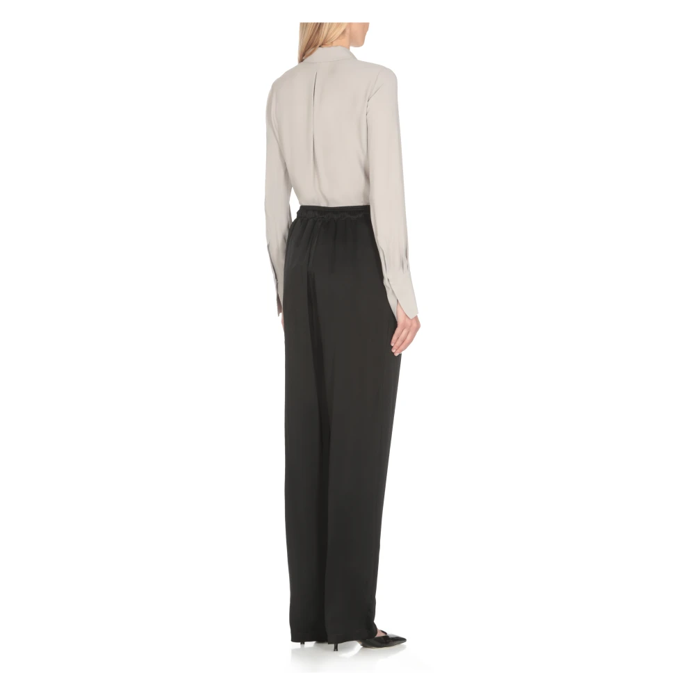 Elisabetta Franchi Zwarte broek met trekkoord in taille Black Dames