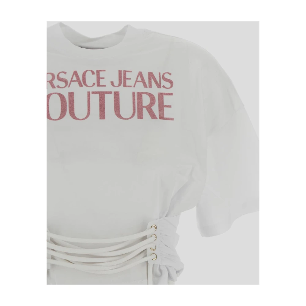 Versace Jeans Couture Logo Katoenen T-Shirt White Dames