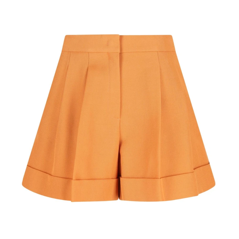 Fendi Women's Orange Casual Shorts, S, Grain De Poudre Wool Shorts