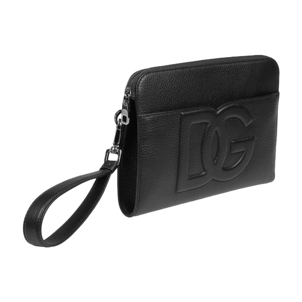 Dolce & Gabbana Zwarte Clutch van Hertenleer met Logo Black Heren