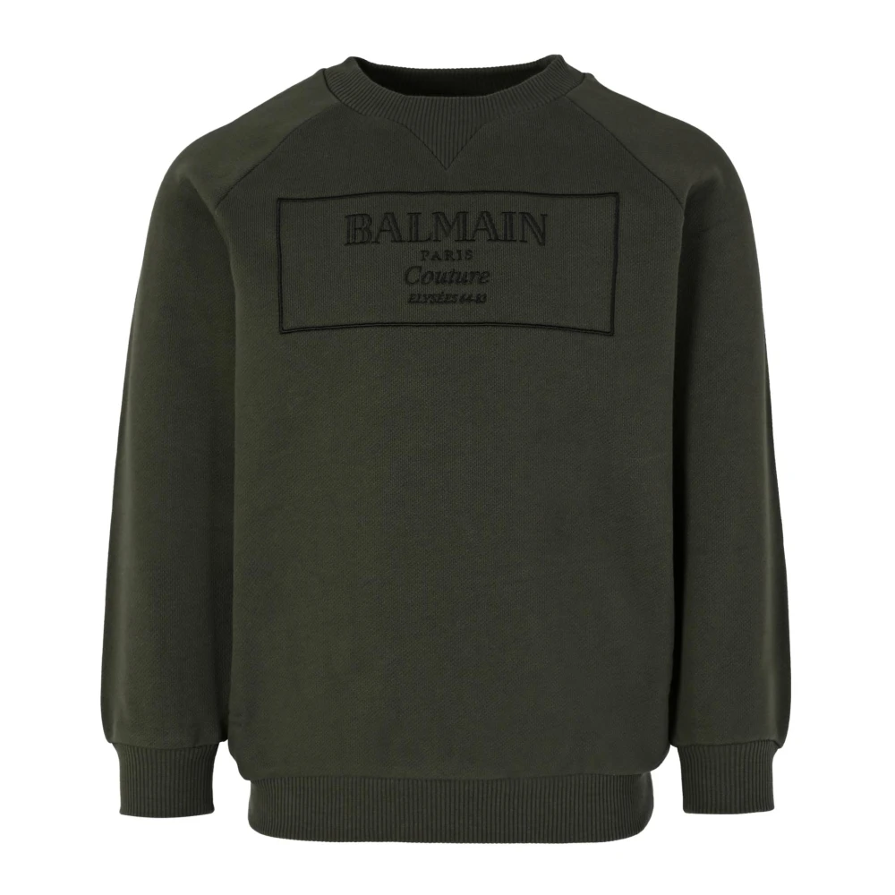 Balmain Unisex Kids Green Sweatshirts,, Round Neck Sweatshirt Size 6 Y