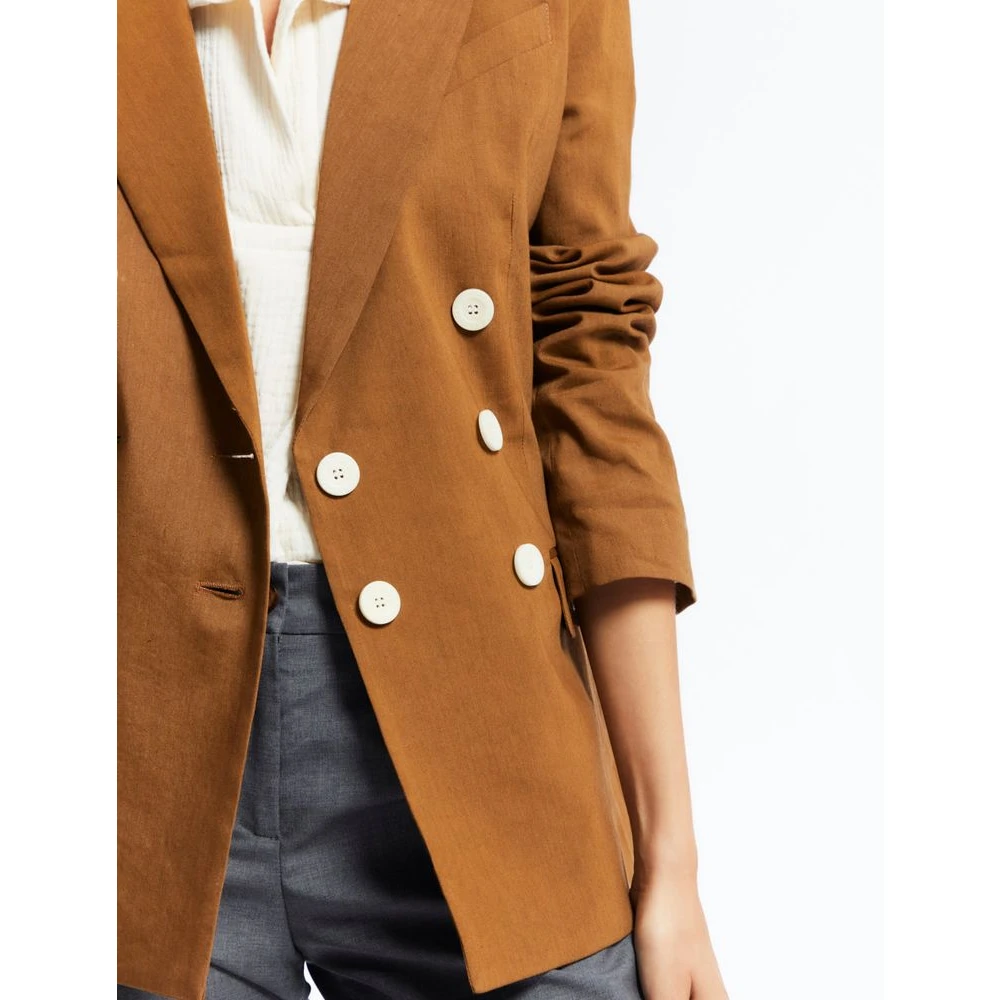 Ines De La Fressange Paris Ezio jas in bruin linnen Brown Dames