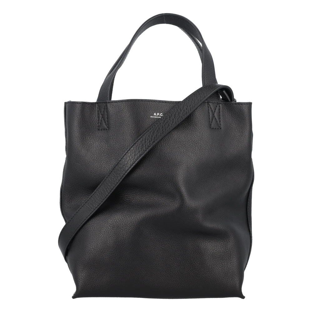 A.p.c. Zwarte Leren Shopper Tote Tas Black Heren