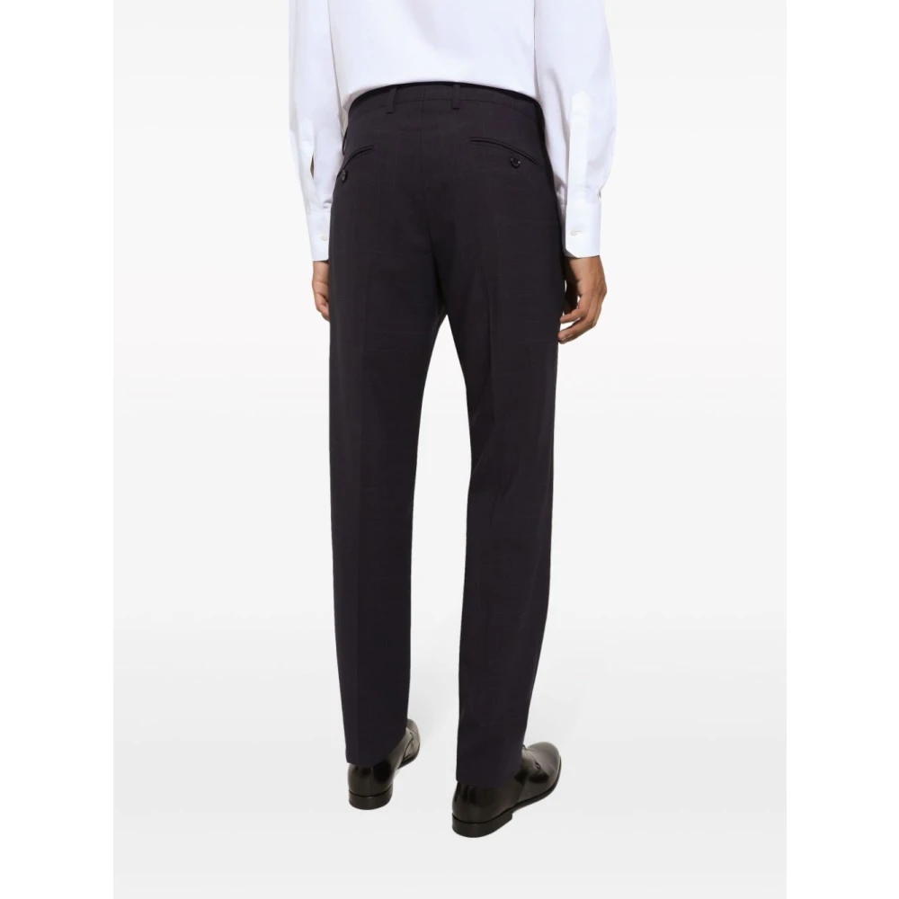 Dolce & Gabbana Blauw Prince of Wales Check Suit Blue Heren