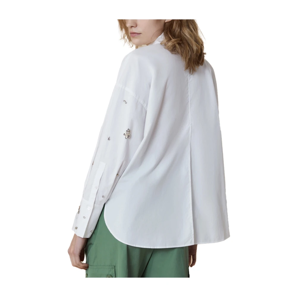 Pennyblack Oversized Katoenen Overhemd met Handgeborduurde Strass White Dames