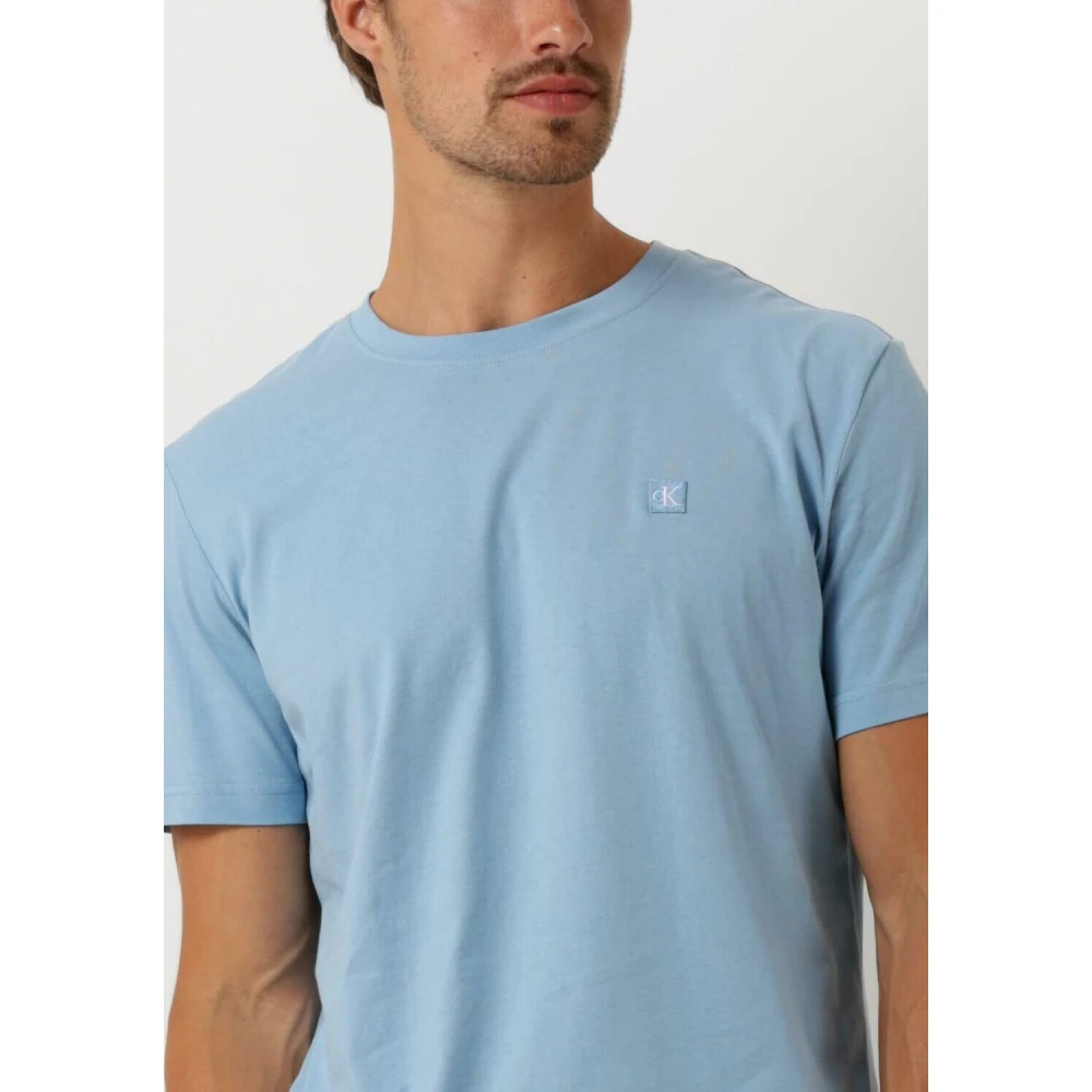 Calvin Klein Blauw Embro Badge Tee Zomer T-shirt Blue Heren
