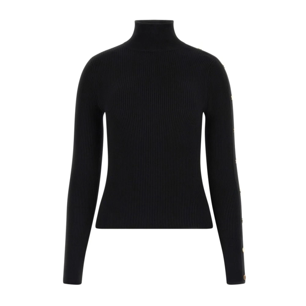 Guess Hoge hals knoopdetail trui Black Dames