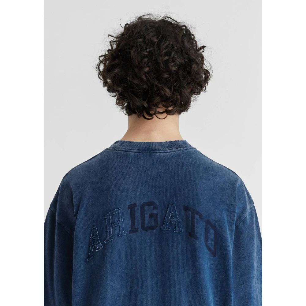 Axel Arigato Optic Distressed T-Shirt Blue Heren