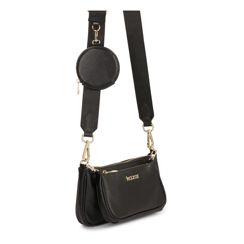 Kazar Modulaire leren handtas met textielband Black Dames