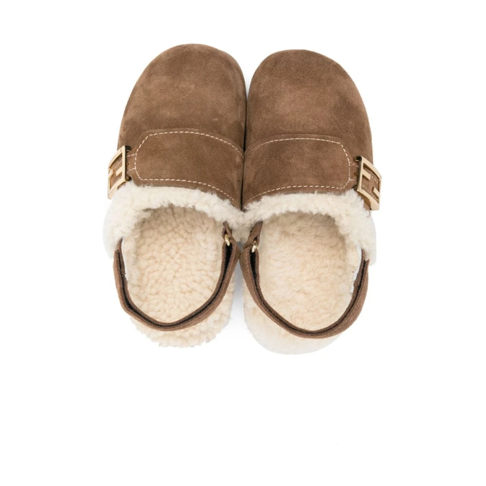 Fendi Leren Sandalen voor Kinderen met FF Motief Beige Dames