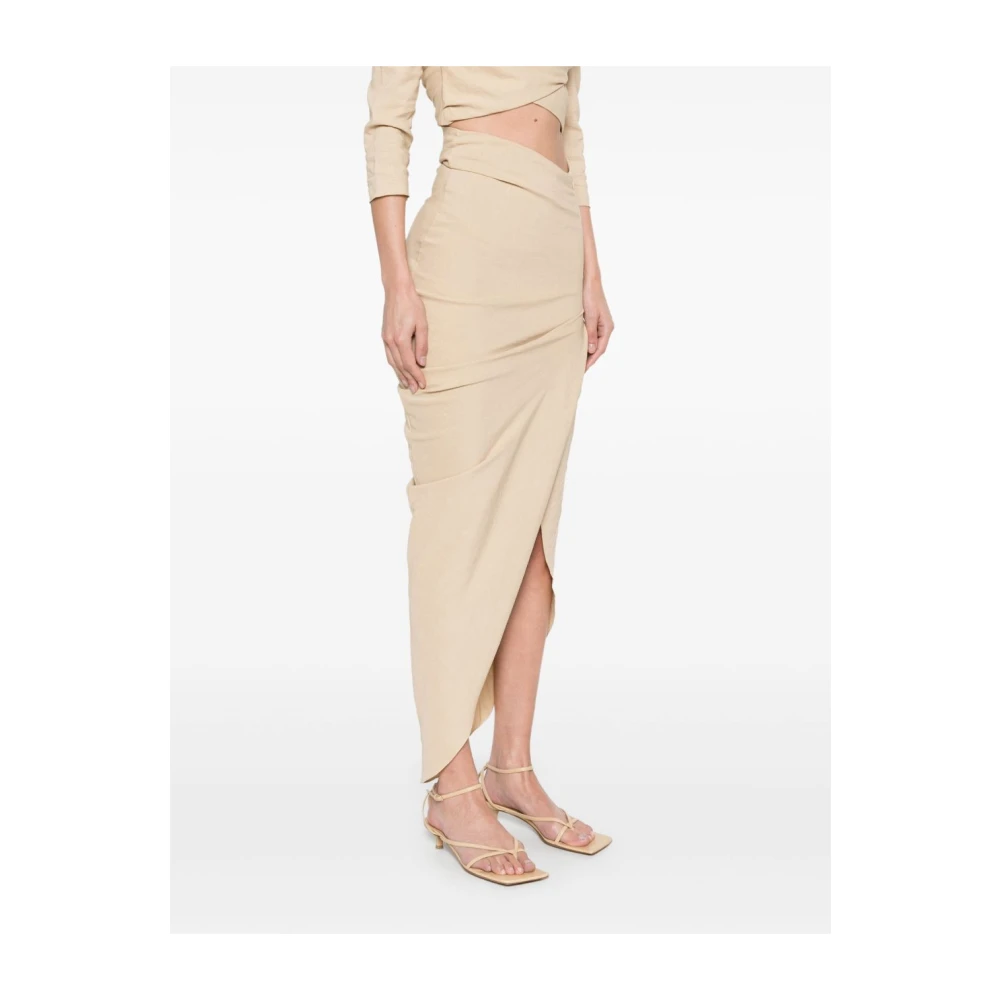 Cortana Beige Asymmetrische Zoom Gedrapeerde Rok Beige Dames