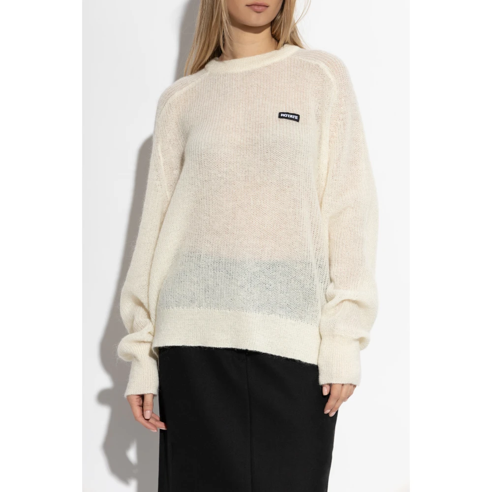 Rotate Birger Christensen Trui met logo patch Beige Dames