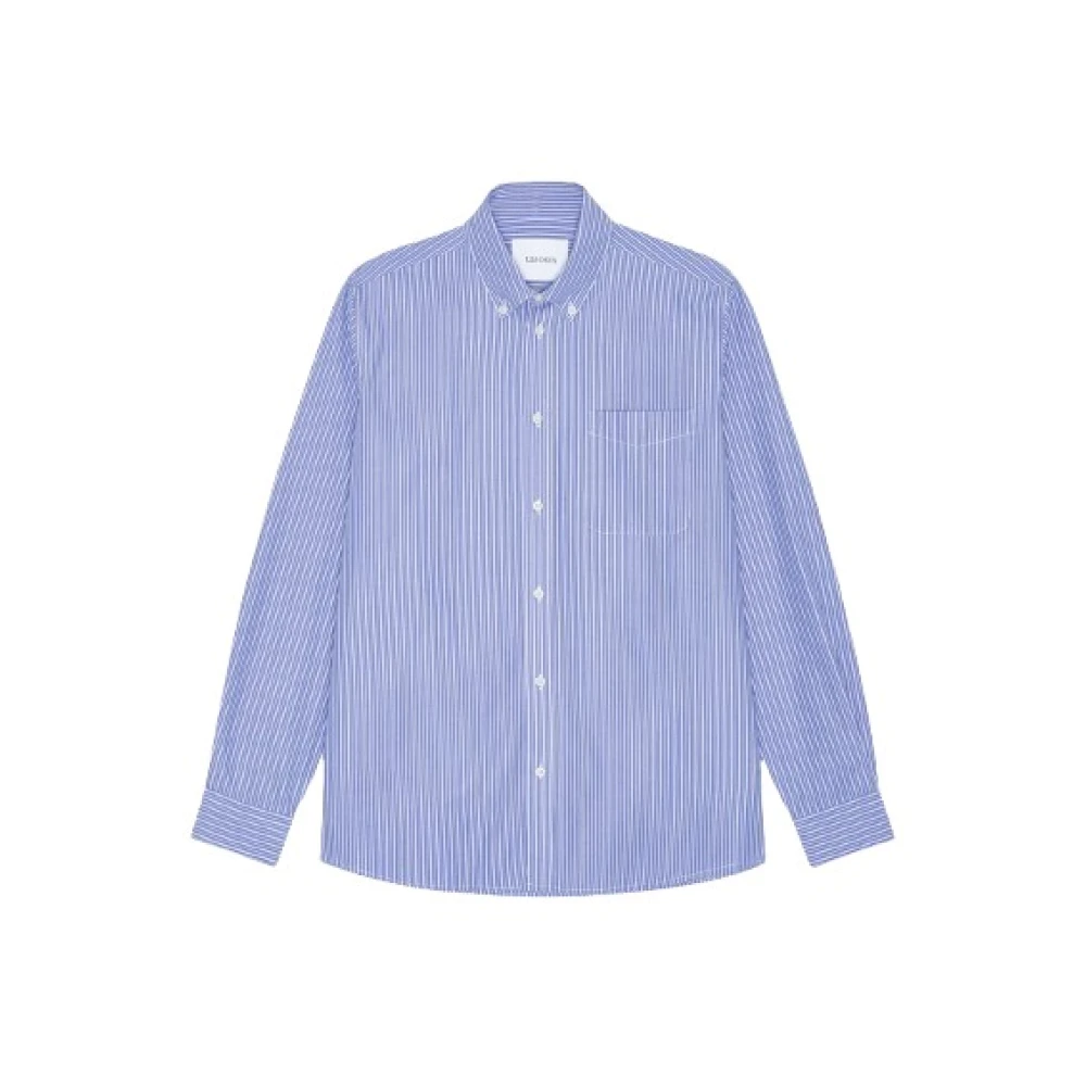 Les Deux Men's Blue Casual Shirts, Xl, Kent Stripe Poplin Shirt
