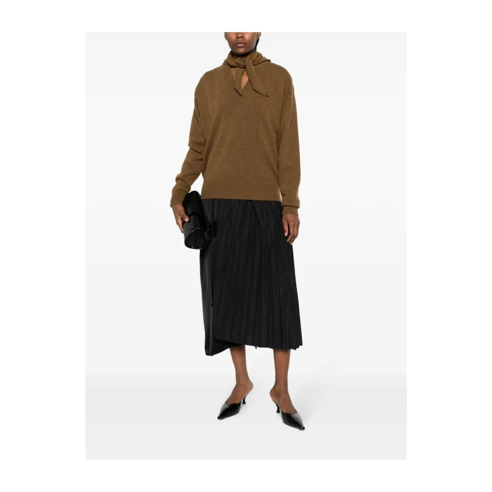 Plan C Bruine Wol Kasjmier V-Hals Trui Brown Dames
