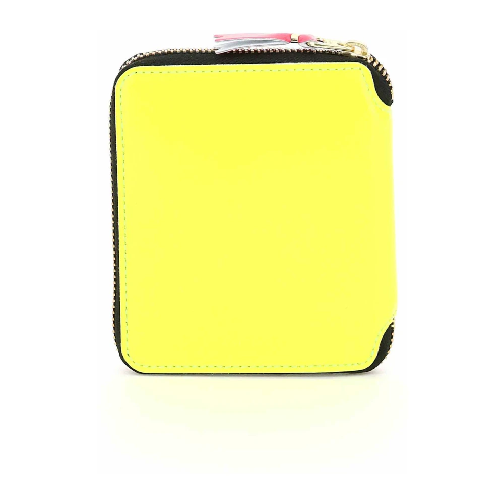 Comme des Garçons Fluorescerende Leren Portemonnee Portfolio Yellow Dames