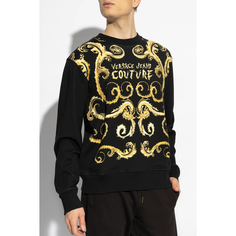 Versace Jeans Couture Sweatshirt met Barocco motief Black Heren
