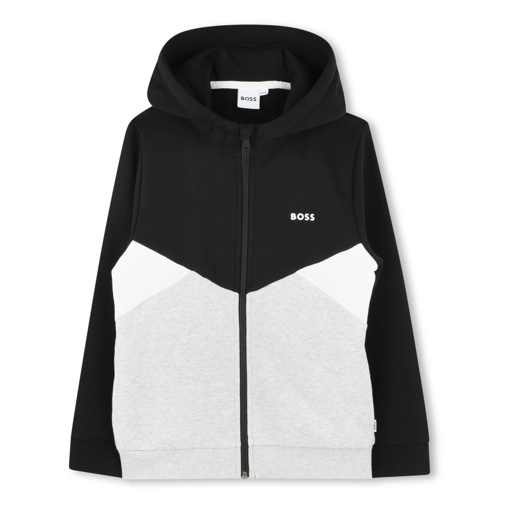 Hugo Boss Färgblock Sweatshirt med Logotyptryck Black, Pojke