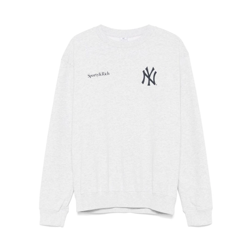 Sporty & Rich Heather Grey Crew Neck Sweater Gray Dames
