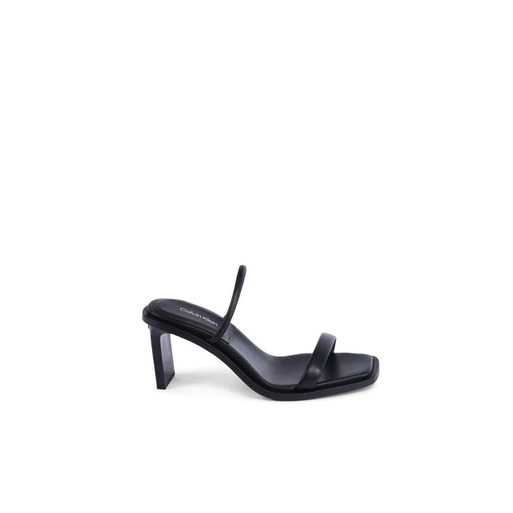 Calvin Klein Women's Black Leather Sandals Minimalist Design