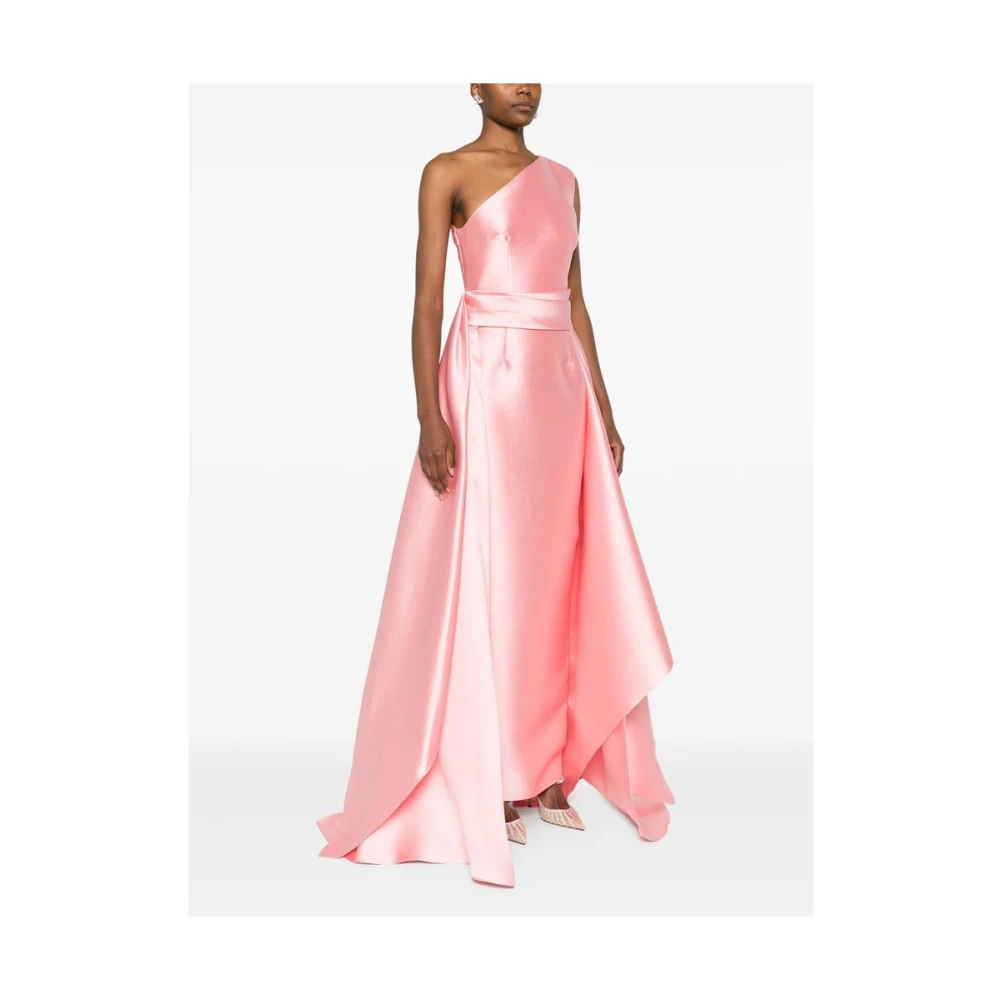 Solace London Roze Satijnen One-Shoulder Jurk Pink Dames