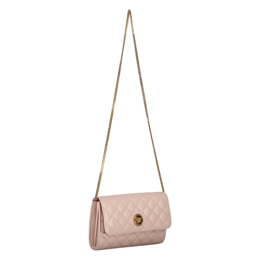 Versace Gewatteerde Leren Clutch met Logo Pink Dames