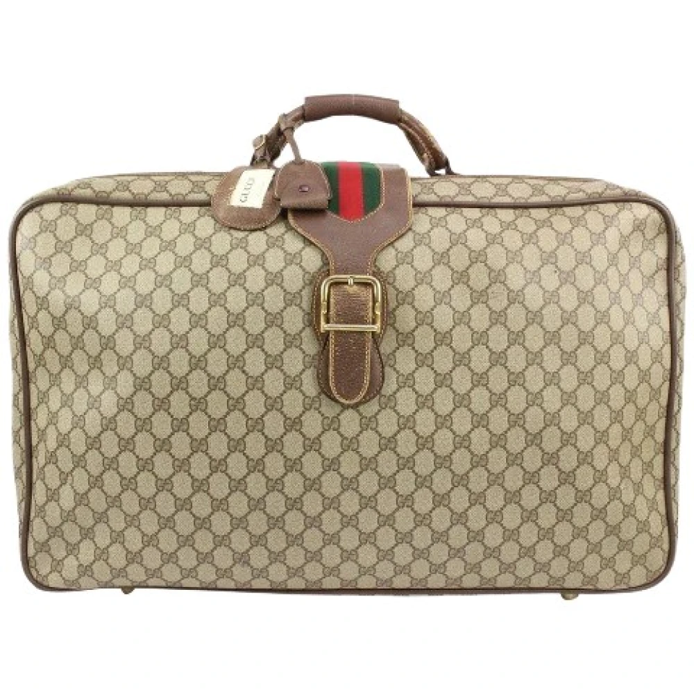 Gucci Vintage Canvas Gucci Väskor, Begagnade, Tillverkade i Italien Beige, Dam