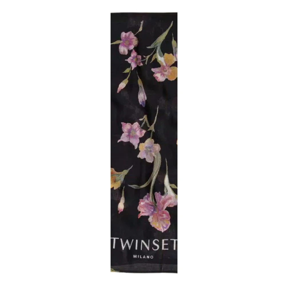 Twinset Bloemenprint Sjaal Collectie Black Dames