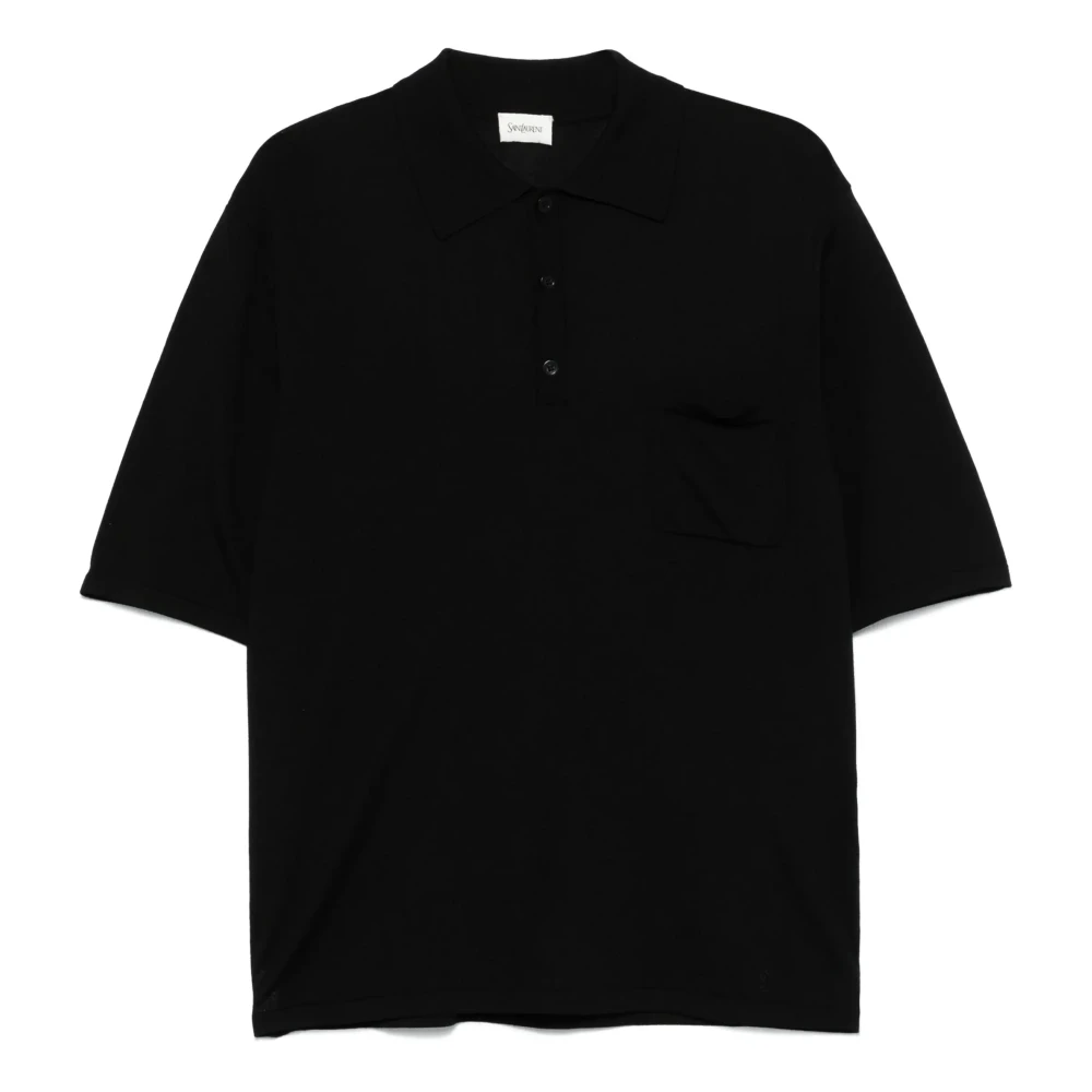 Saint Laurent Zwarte T-shirts en Polos met Cassandre Borduurwerk Black Heren