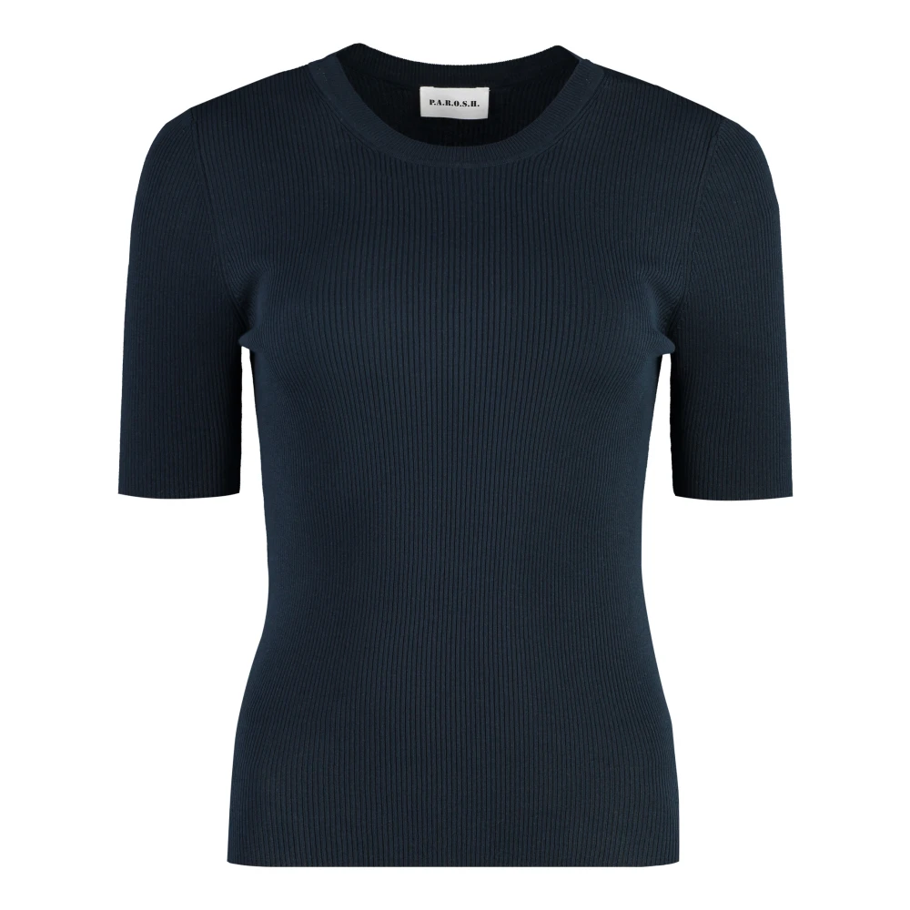 P.a.r.o.s.h. Geribbeld Gebreid T-shirt Blue Dames