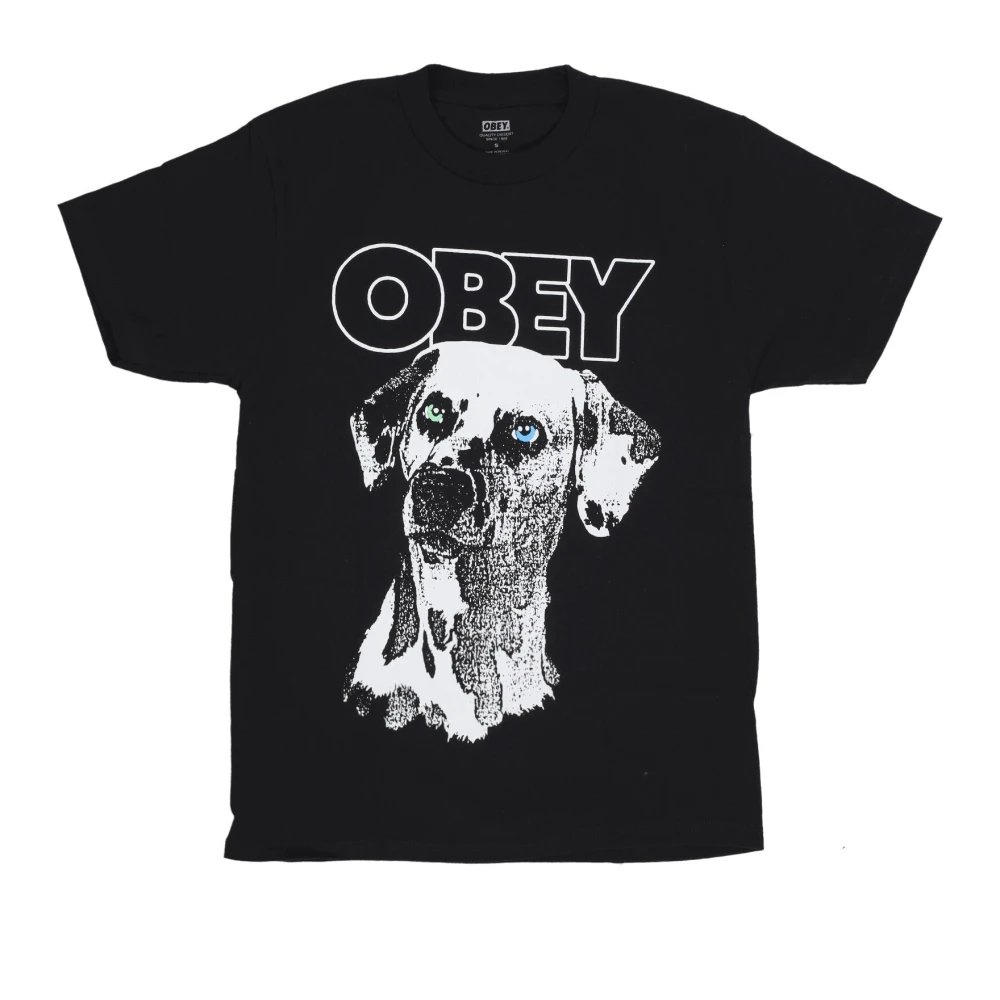 Obey Zwarte Dalmation Tee met Screen Print Black Heren