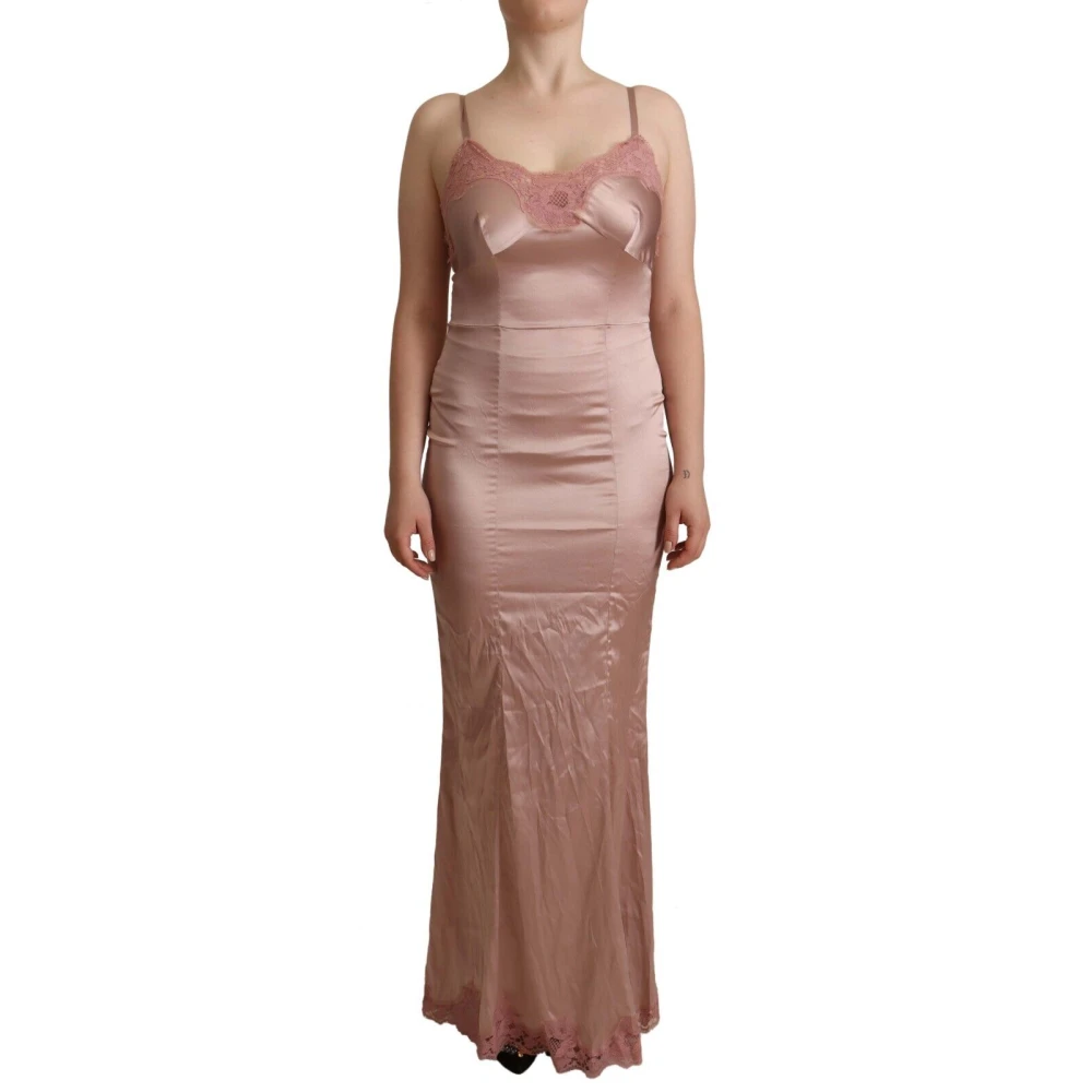 Dolce & Gabbana Women's Pink Lace Bodycon Maxi Dress - Party Dresses - S - Dresses