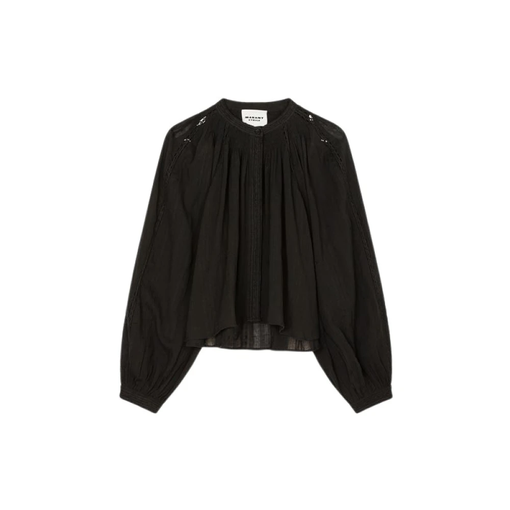 Isabel Marant Étoile Zwarte katoenen shirt met kanten ontwerp Black Dames