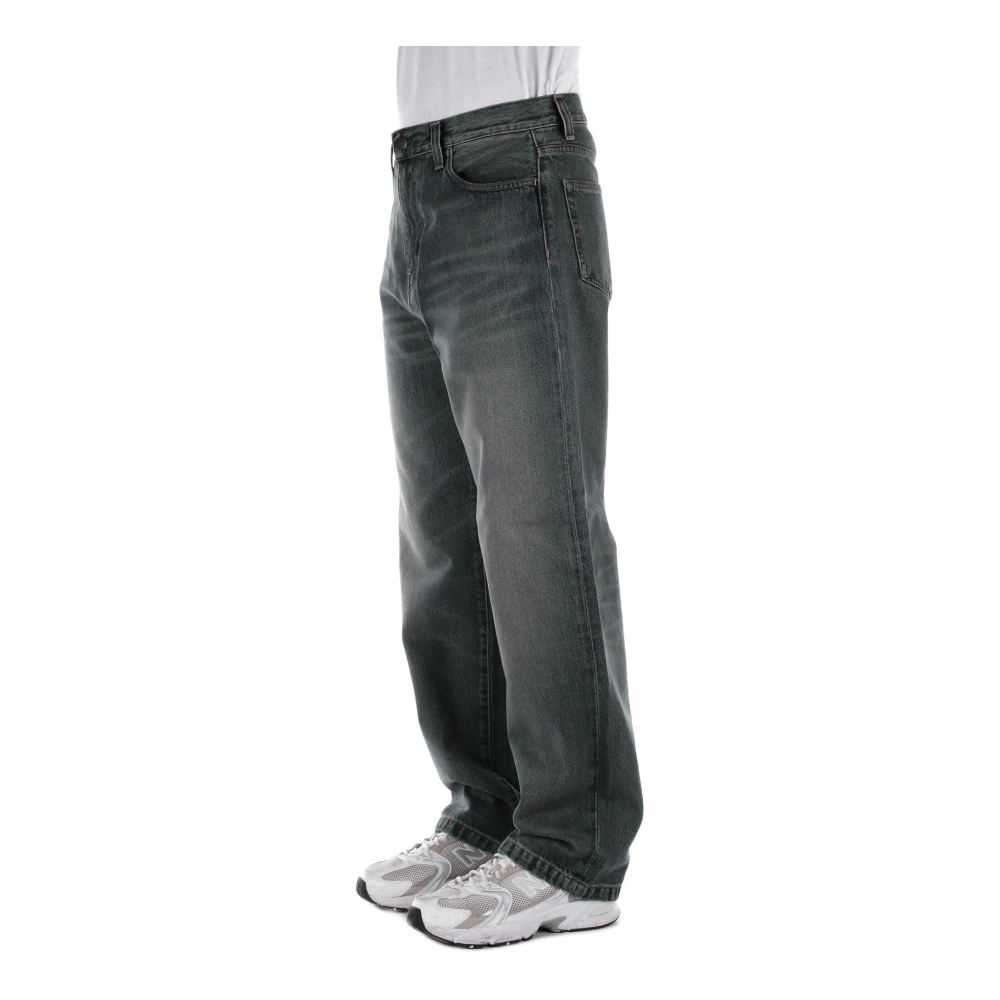 Carhartt WIP Logo Jeans met rits en knoop Black Heren