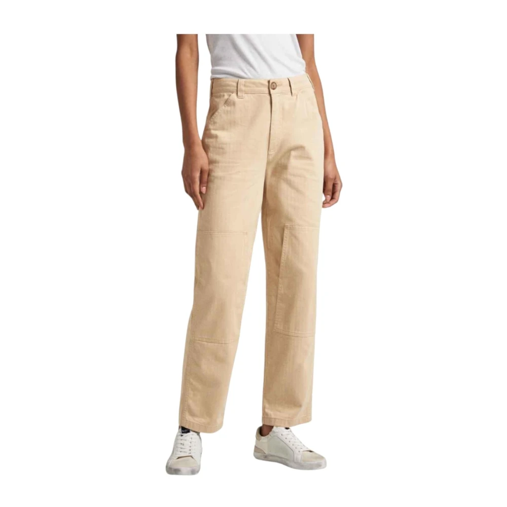 Pepe Jeans Werkbroek met Patch Details Beige Dames